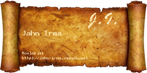 Jahn Irma névjegykártya