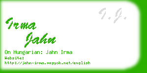 irma jahn business card